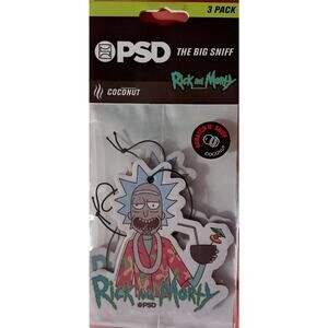 PSD The Big Sniff Rick and Morty 3 pk Air Fresheners Coconut Scent NEW